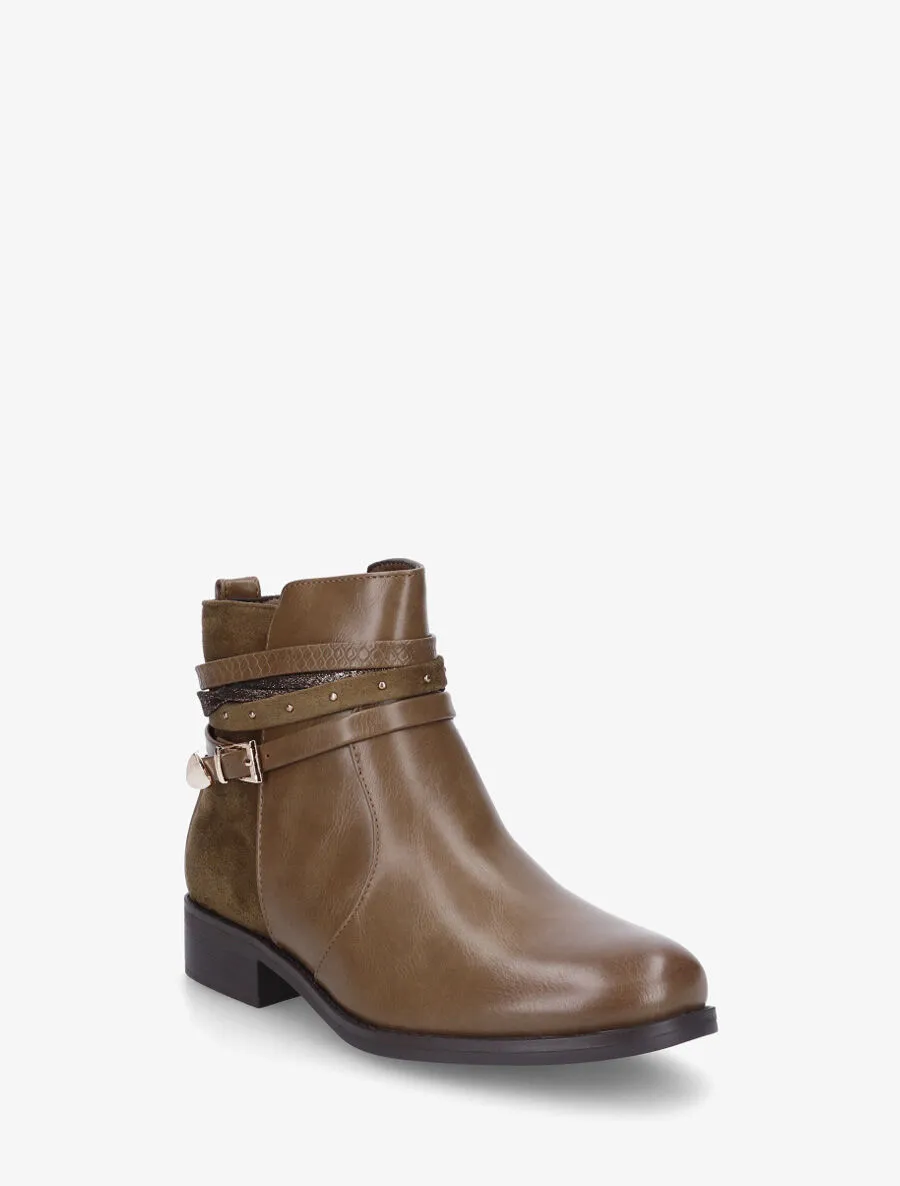 Bottines bi-matière à bandes dépareillés