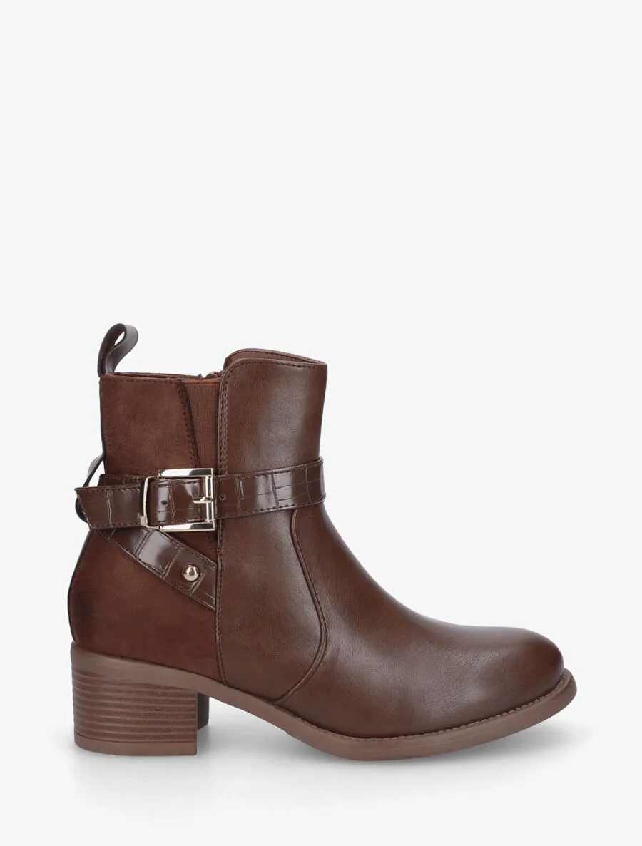 Bottines bi-matière à détail croco
