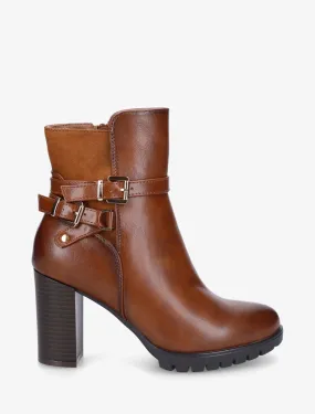 Bottines bimatière à talon haut