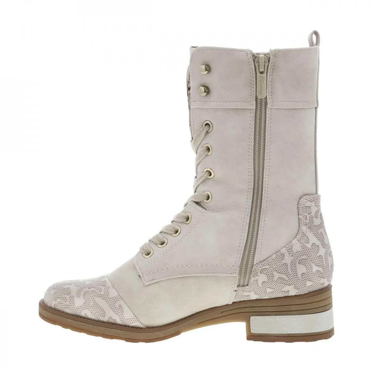 Bottines blanc cassé avec patch effet dentelle sur le coup-de-pied