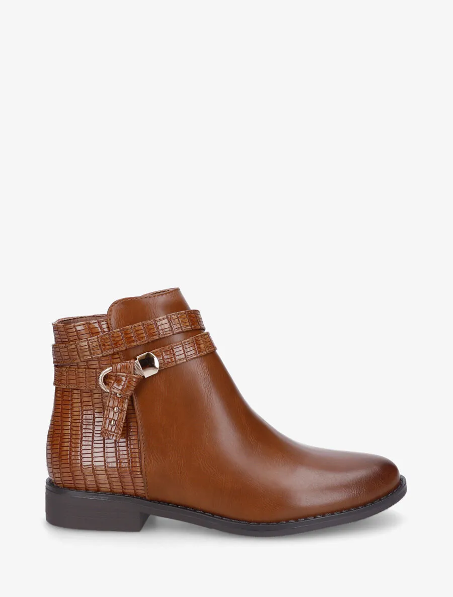 Bottines en simili à contrefort effet croco