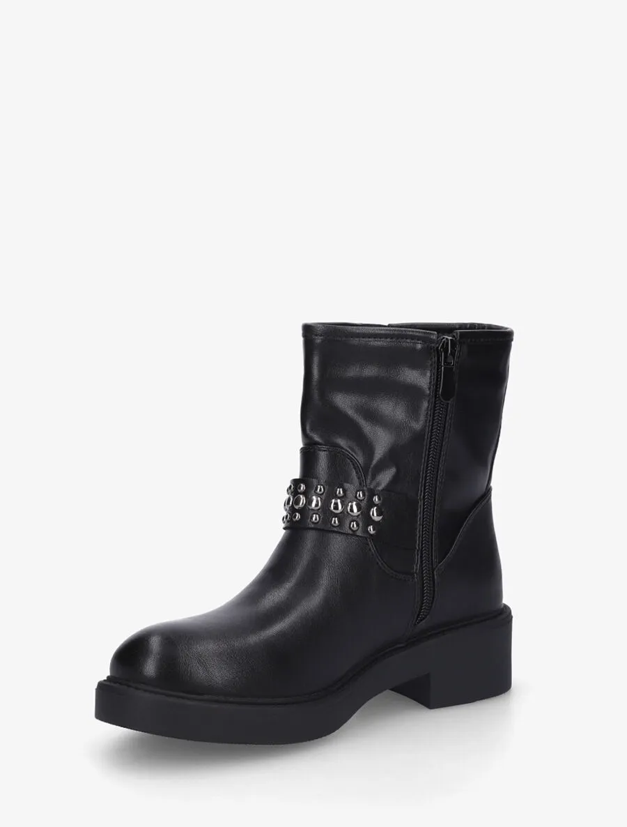 Bottines en simili à sangles cloutées
