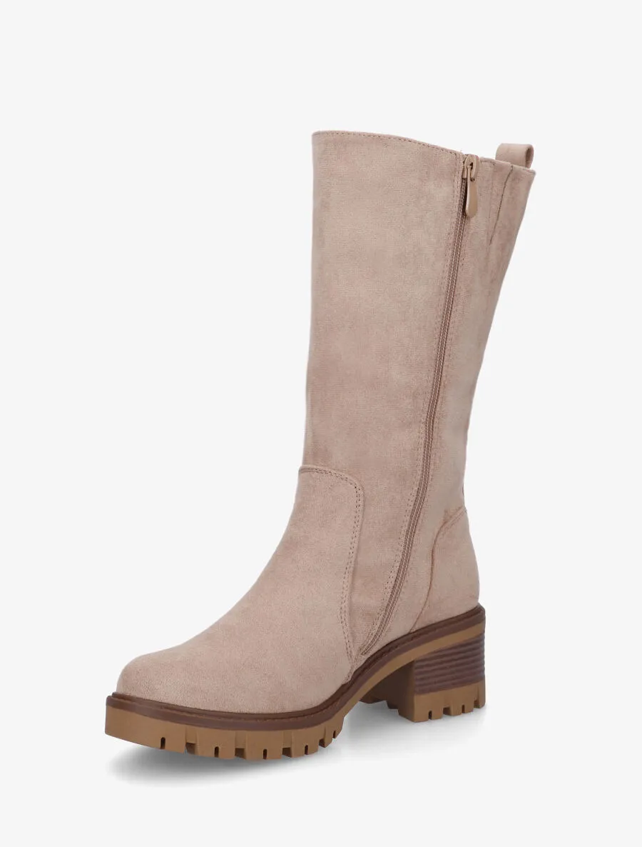 Bottines montantes en suédine à double zips