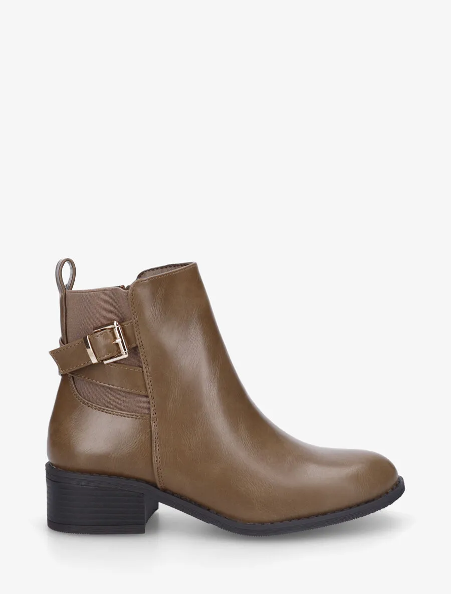 Bottines unies à cheville élastiquée et sanglée