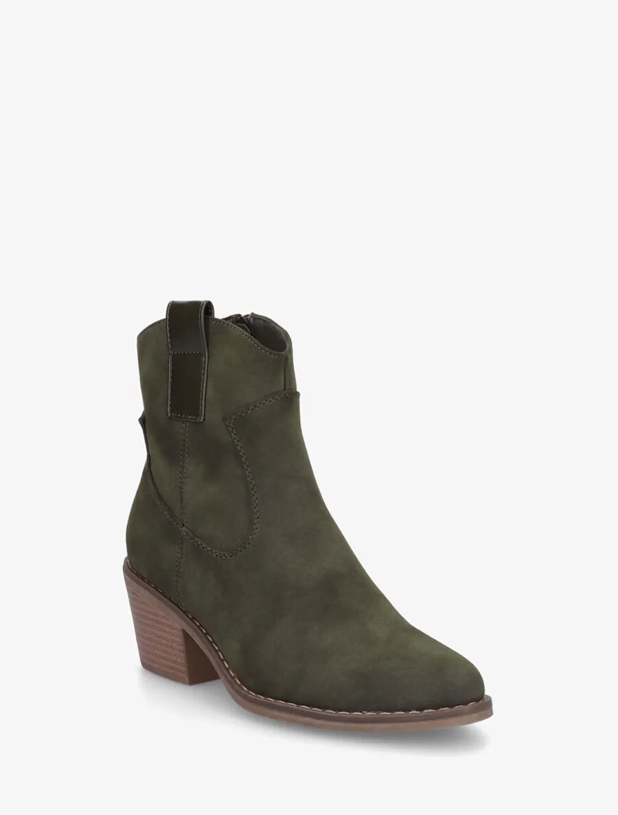 Bottines unies style santiags - Kaki