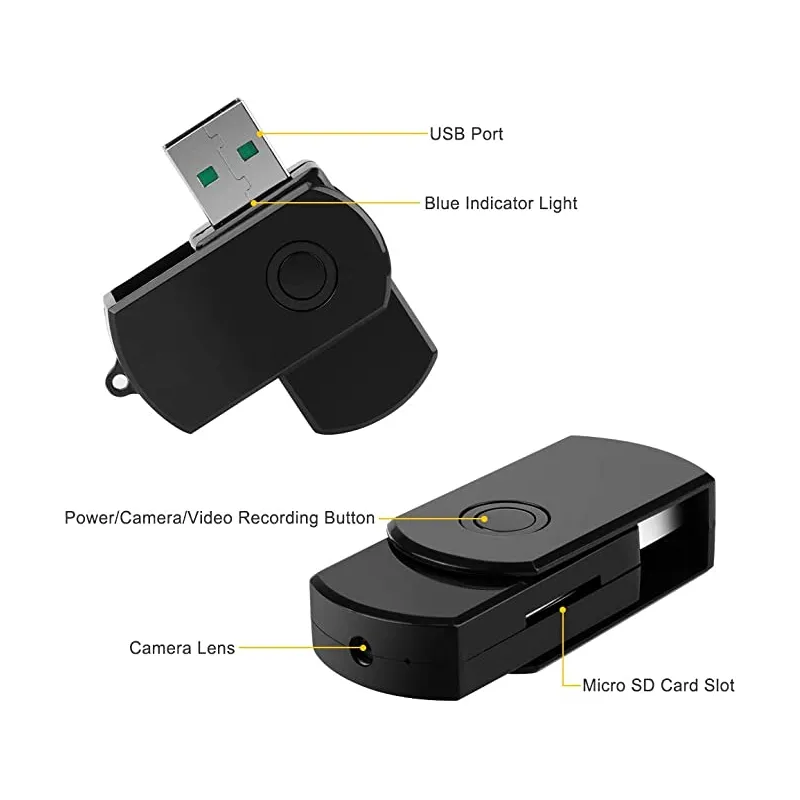 Clé USB Caméra Espion Micro SD 8Go HD Vidéo Photo Son
