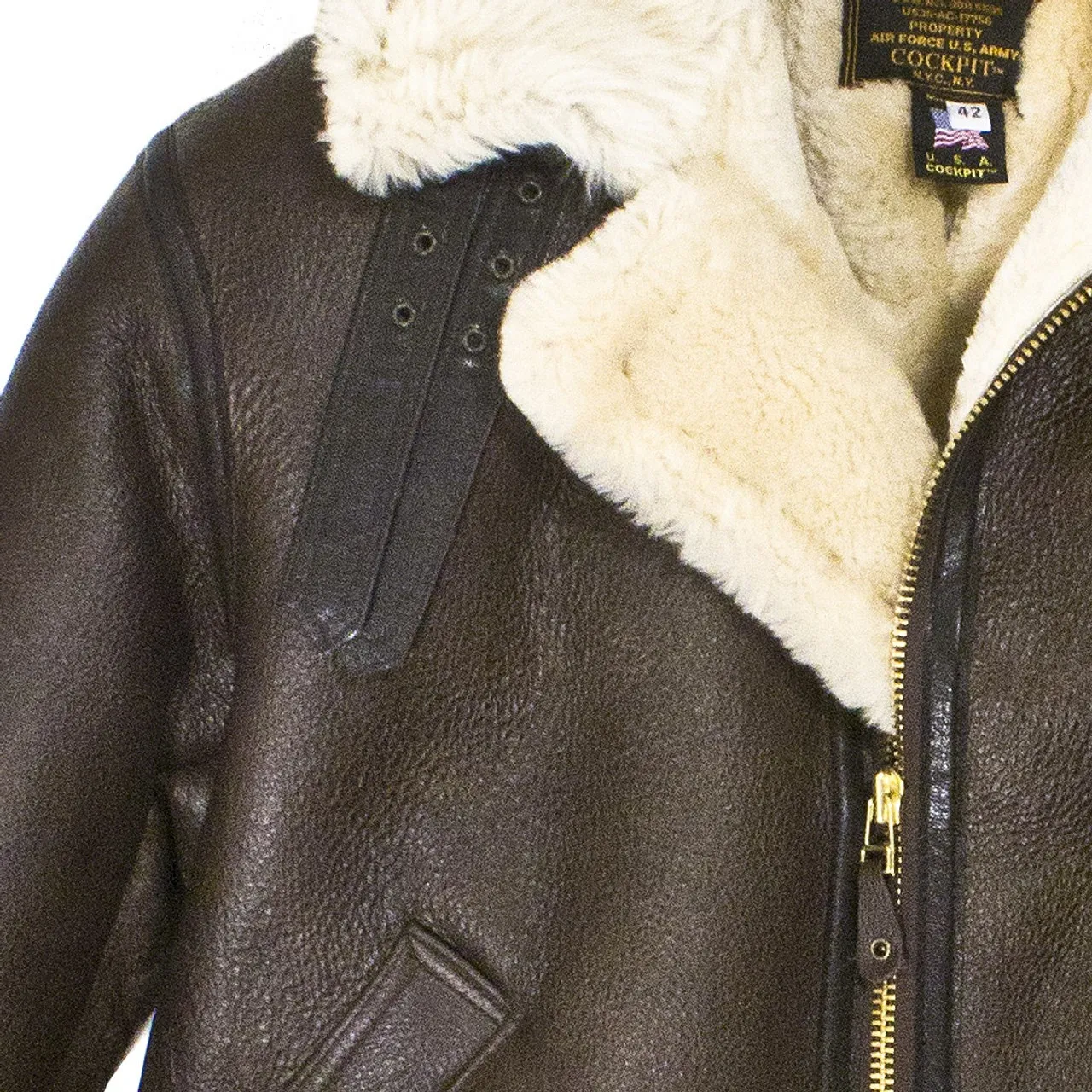 Cockpit USA Genuine B-3 Bomber Jacket Brown USA Made