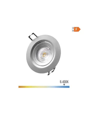 Downlight Led Encastré Rond 5w 6400k Lumière Froid. Cadre Chrome Ø9cm Edm - 31653