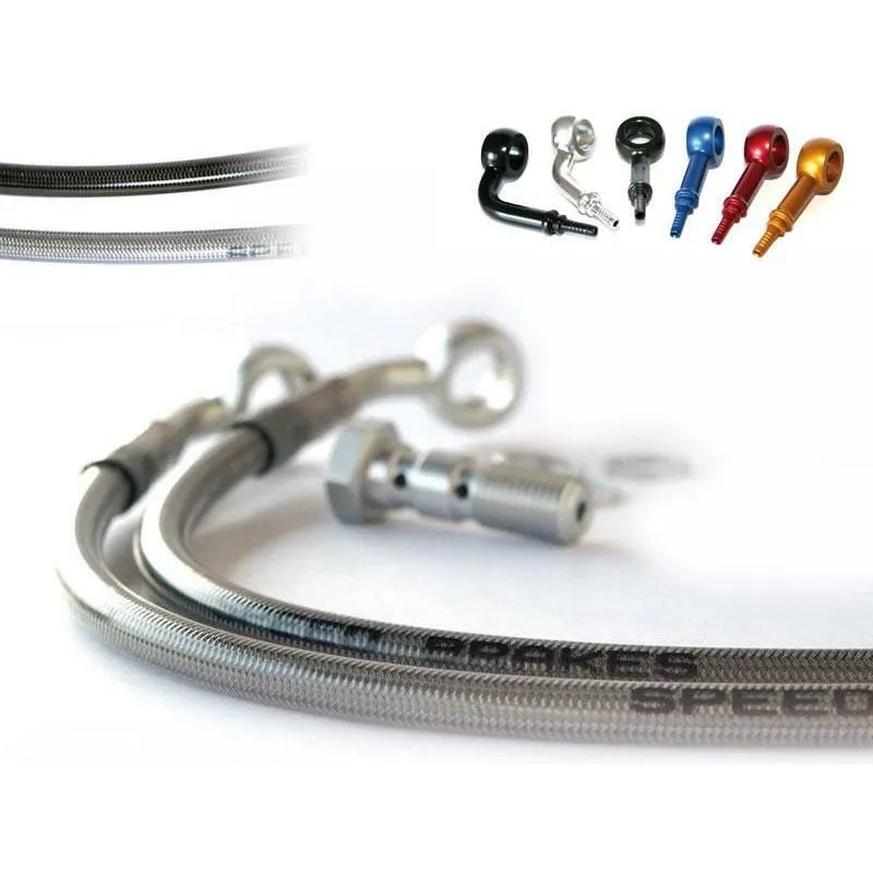 Durite de frein avant d'aviation SPEEDBRAKES inox/raccord or Honda VT 125 SHADOW