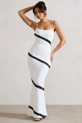 Elizabeth | Robe longue blanche et noire à bretelles