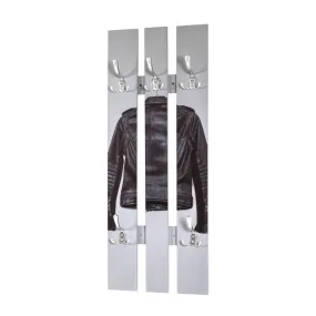 Garderobe murale MDF avec impression par Ultra Violet Blouson cuir et 5 crochets en métal optique inox | 3 Suisses