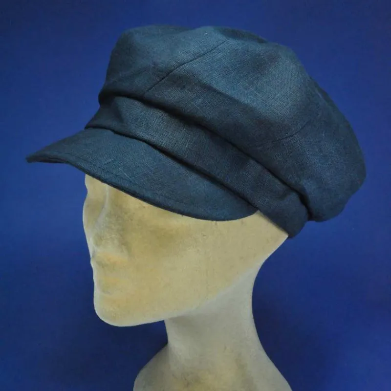 Gavroche marine femme | Casquette roulable avec visière 100% lin