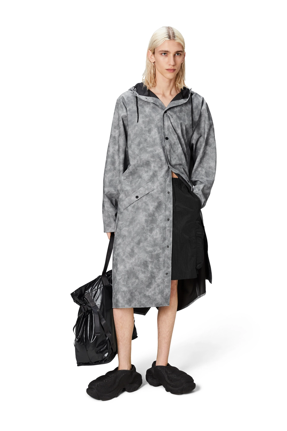 Imperméable RAINS Unisexe Longer Jacket Distressed Grey