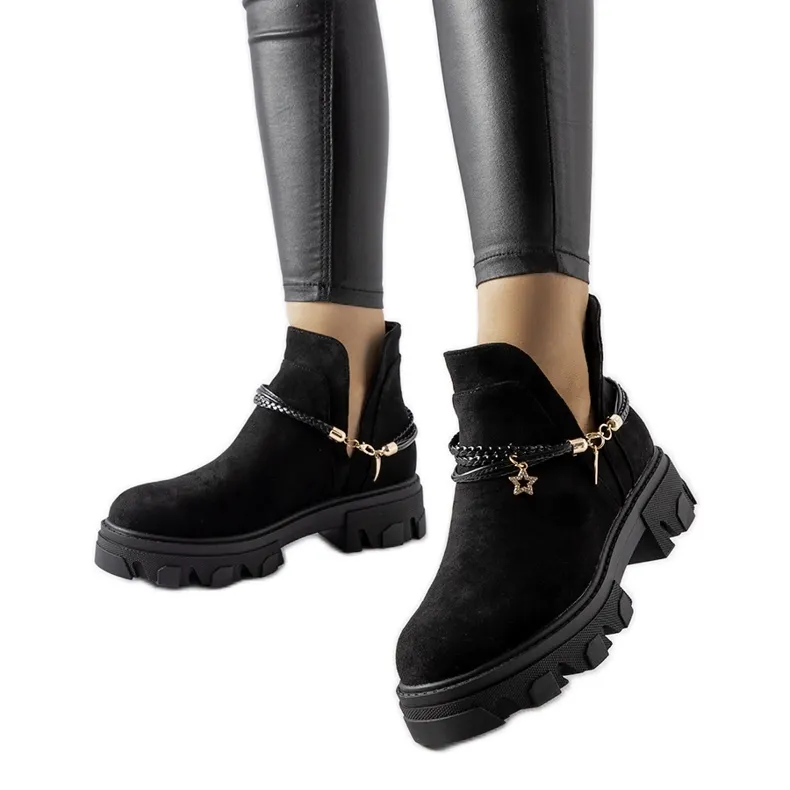 Inna Bottines noires découpées avec bracelet Accettura le noir