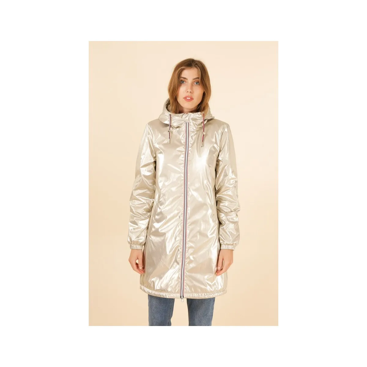 Laura Jo - Manteau imperméable long fourré doré