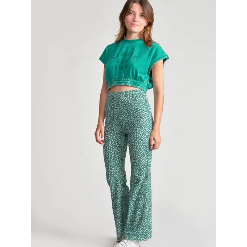 Pantalon fluide ample jayagi vert fille - Le Temps Des Cerises | wimod