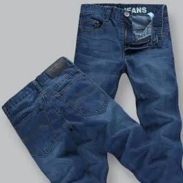 Pantalon Jeans classique pour homme avec teinture rayée sur les poches
