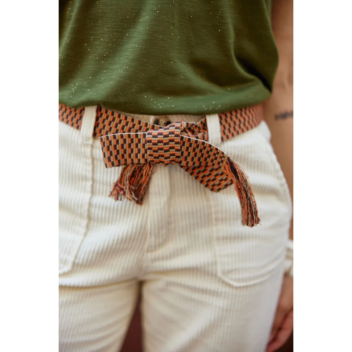 Pantalon MARISOL - Ecru en coton | 3 Suisses