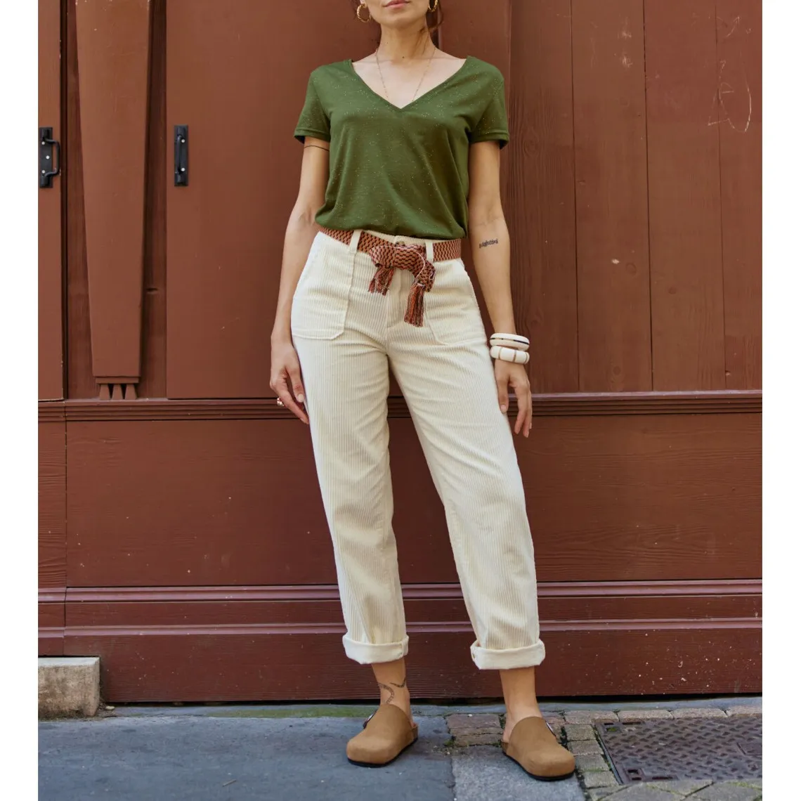Pantalon MARISOL - Ecru en coton | 3 Suisses