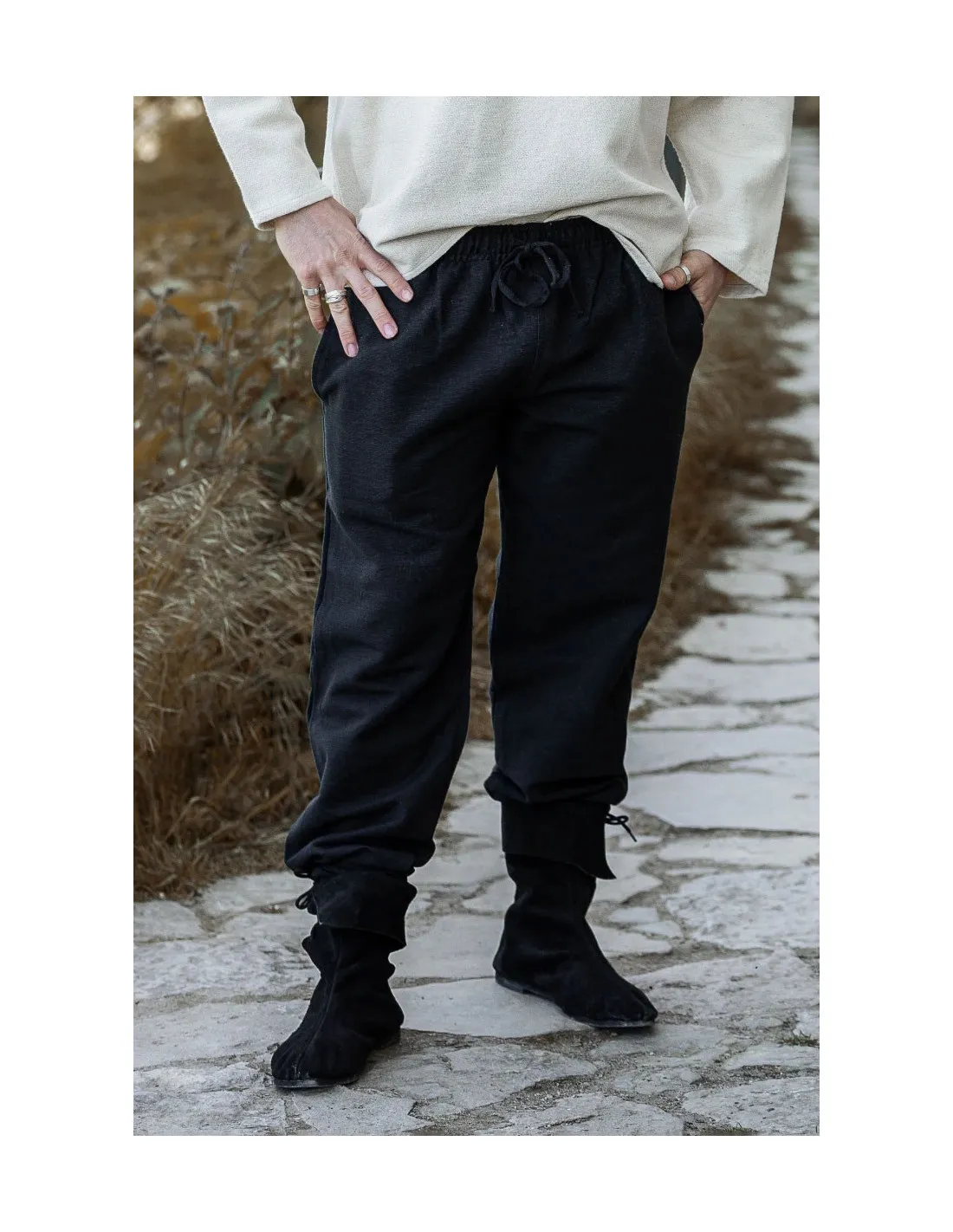 Pantalon médiéval Arvo, couleur noire ⚔️ Boutique Épées