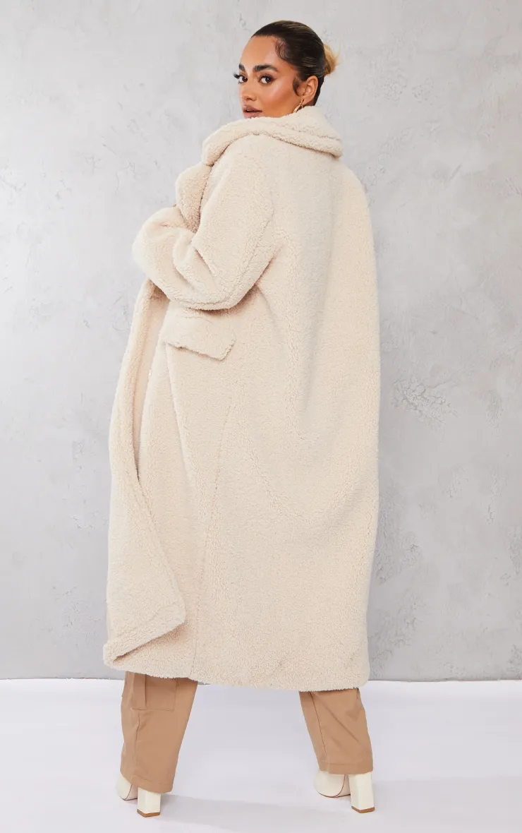 Petite Manteau long crème deluxe en imitation mouton