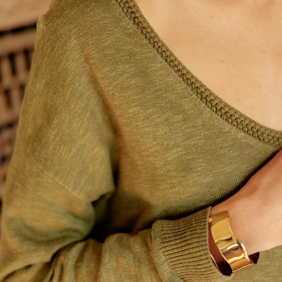 Pull MADDLY kaki en lin | 3 Suisses