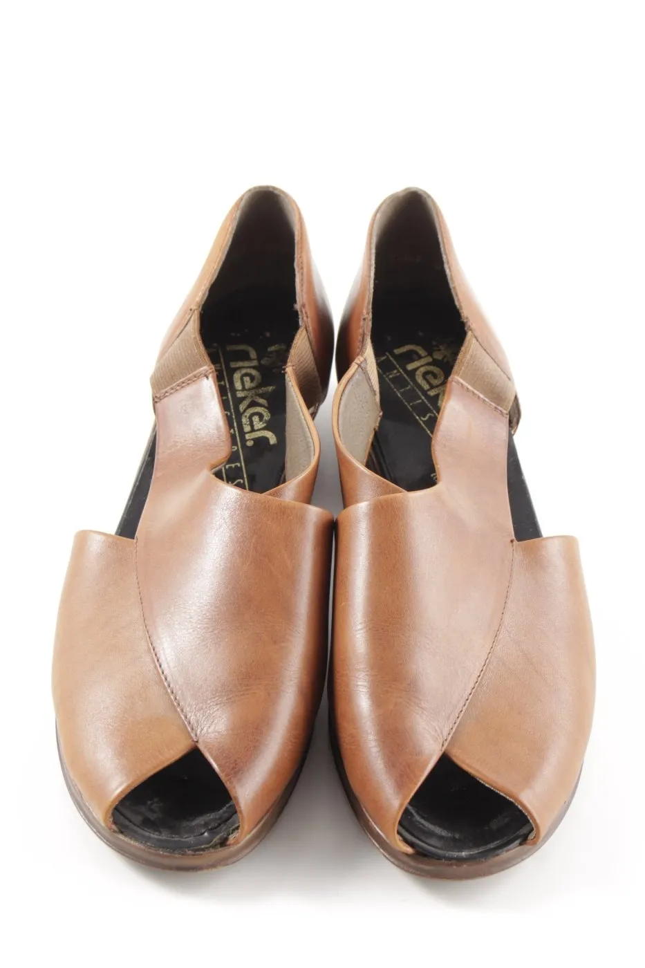 Rieker Ballerines à bout ouvert brun-orange clair style décontracté