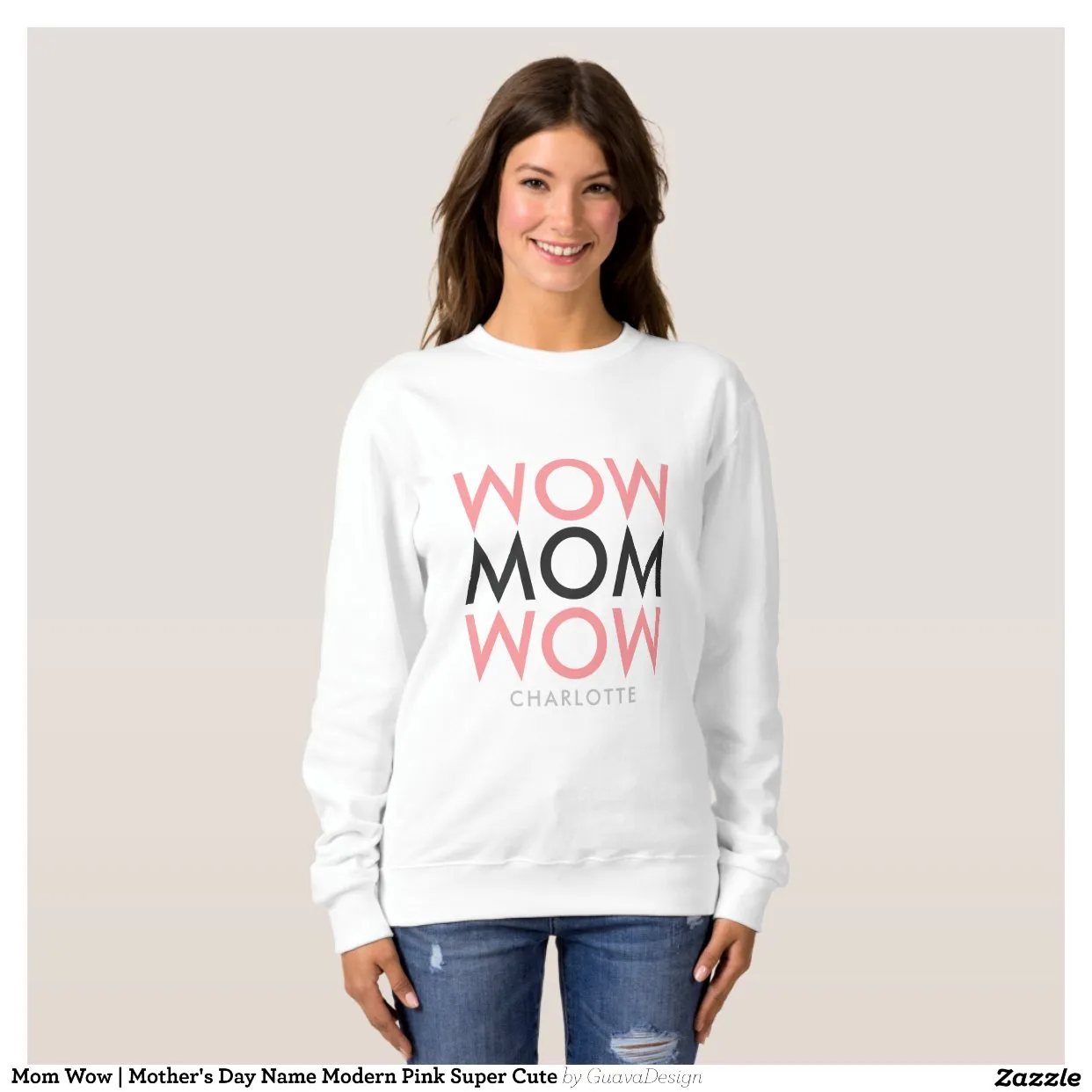Sweatshirt Maman | Mother's Day Name Modern Pink Super Cute