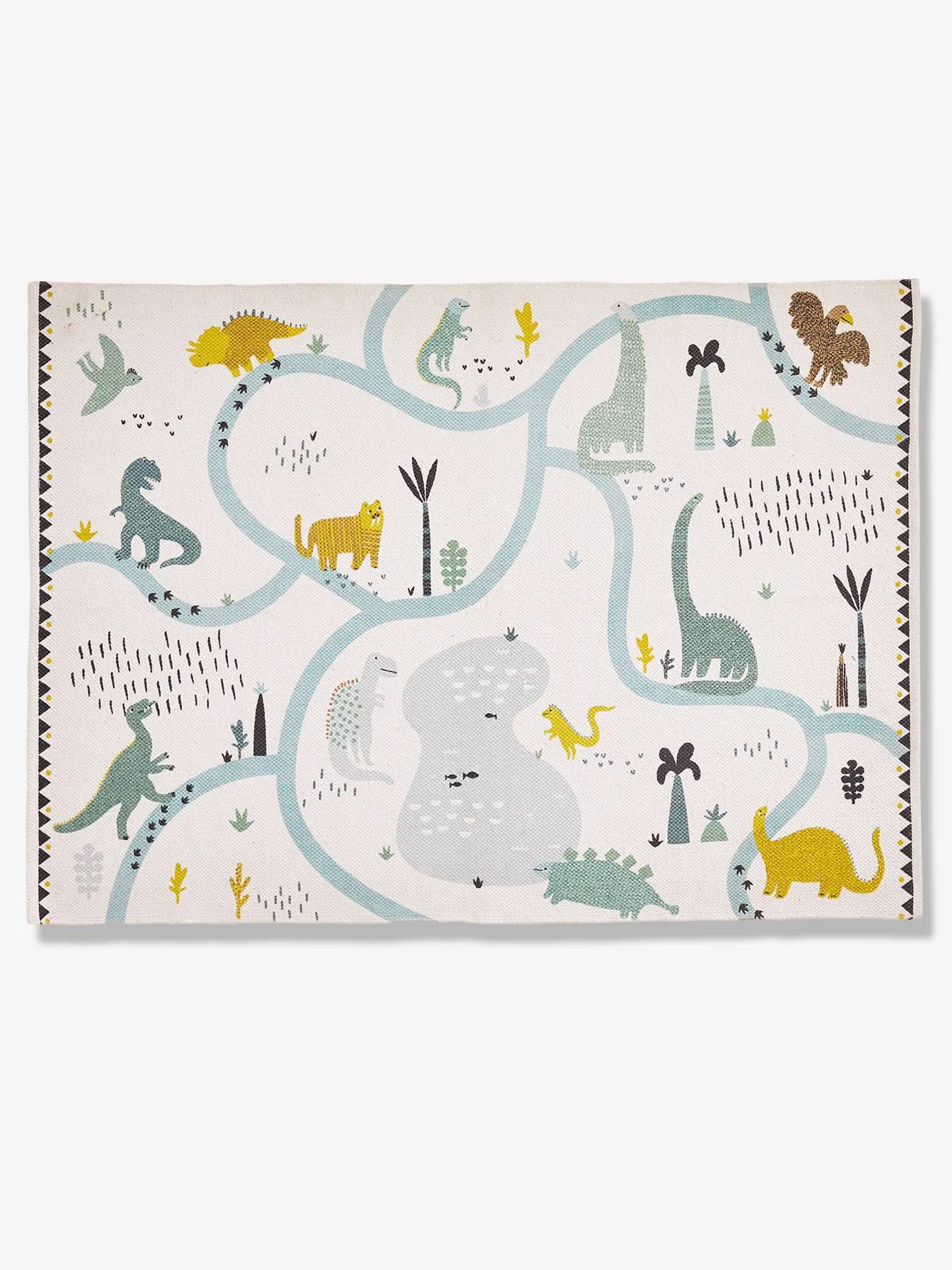 Tapis rectangle circuit Dinosaures écru / multicolore - Vertbaudet
