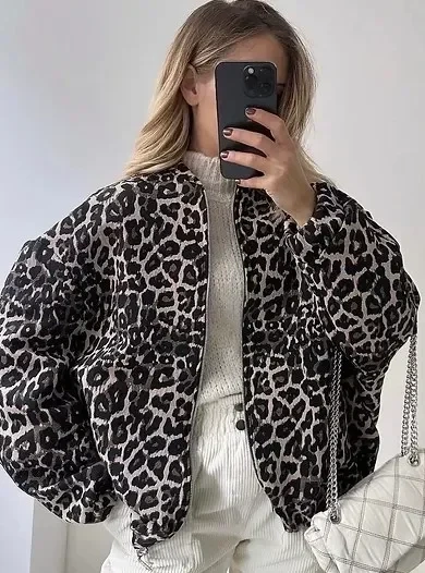 Veste fausse fourrure léopard