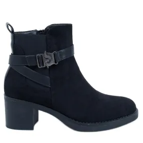 Yonda Bottines noires à talon stable le noir